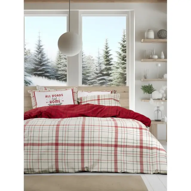 Σετ Σεντόνια Home Bliss Κόκκινο, Μπεζ Υπέρδιπλα με λάστιχο (1 x 165x200+32 + 1 x 240x260 + 2 Μαξιλαροθήκες 50x70)