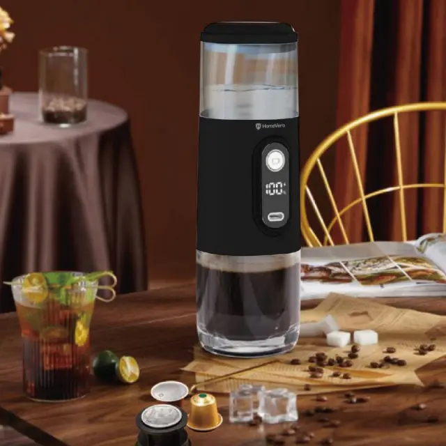 Φορητή Μηχανή Espresso σε μαύρο χρώμα - Portable Espresso Maker HomeVero HV-PEM5B 2