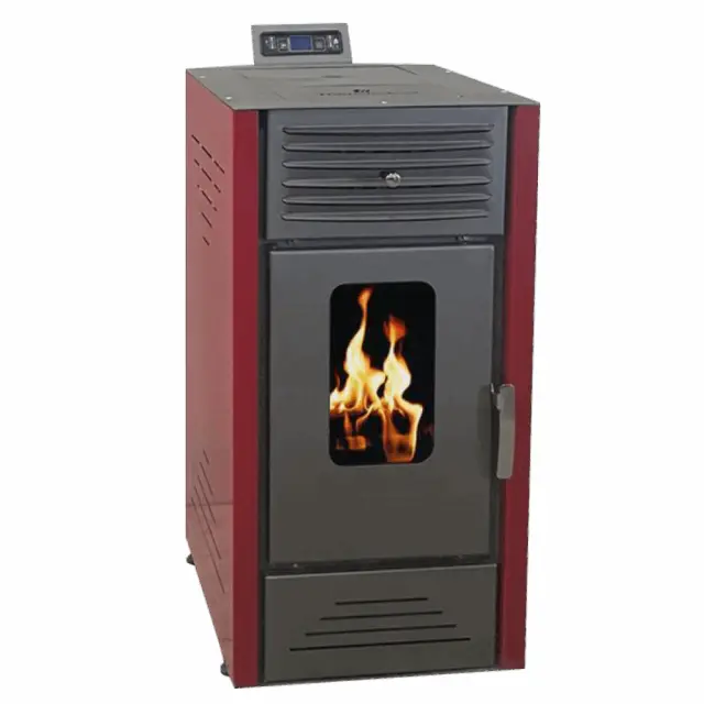 ThermoSteel Αερόθερμη Θερμάστρα - Σόμπα Pellet Κόκκινη 12Kw / P12aeroR