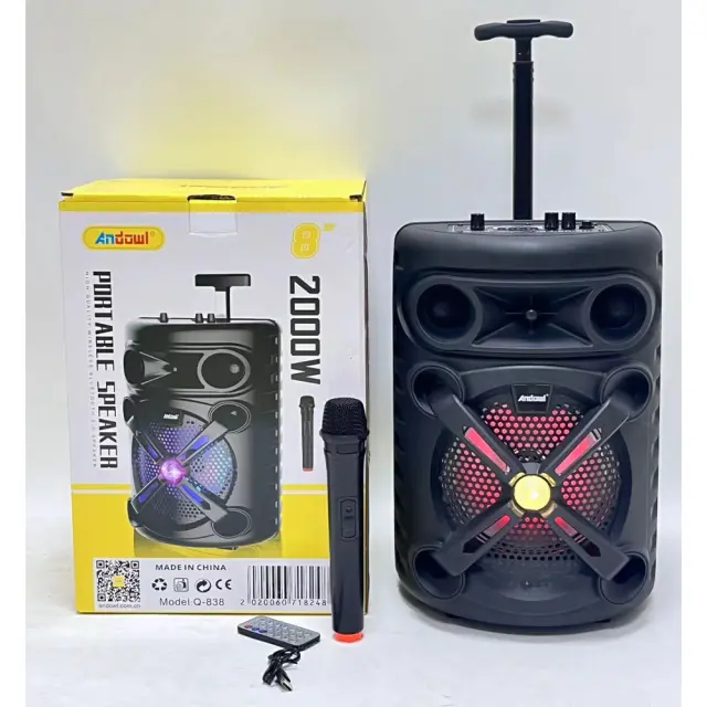 Andowl Φορητό Ηχείο Bluetooth 2000W σε Μαύρο Χρώμα Q-838 2
