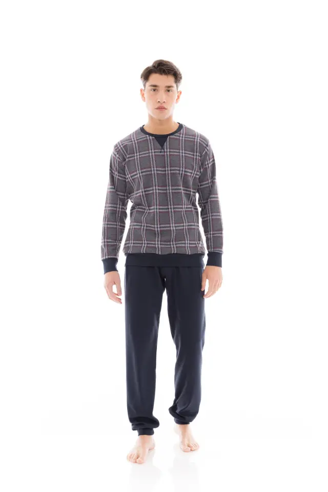 W-M694 - Type - PYJAMA JACQUARD GREY PLAID - M