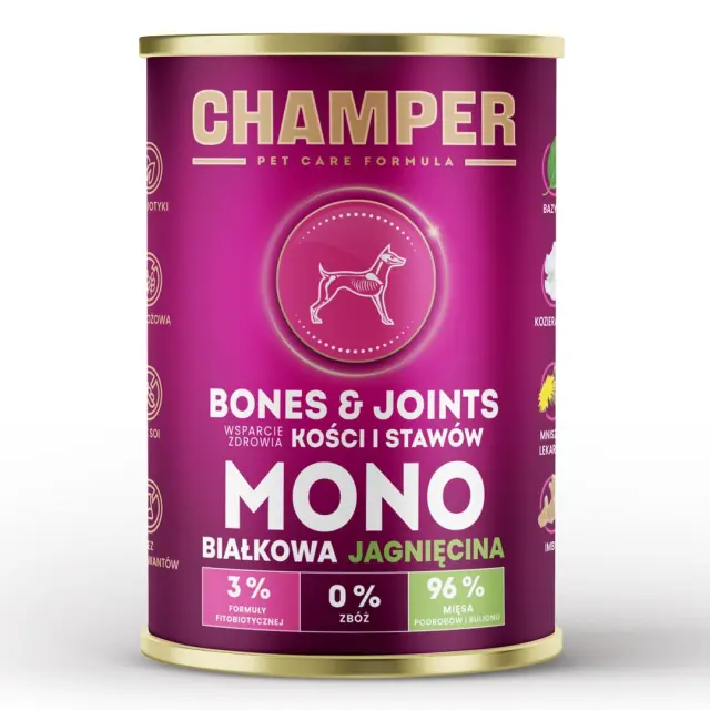 CHAMPER Bones & Joints Monoprotein Lamb - wet dog food - 400g