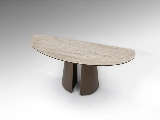 Κονσόλα Samara 498920 Travertine με μεταλλικό σκελετό oxide brown 130×78×42 cm Καφέ Πέτρα Σκούρο Καφέ 3