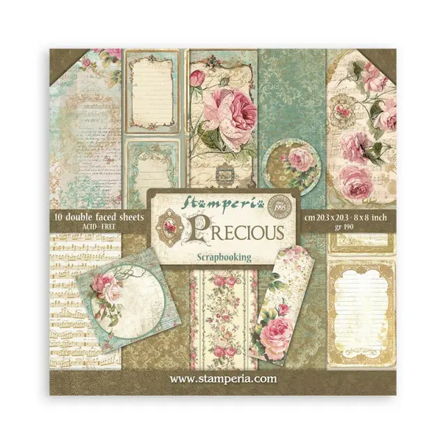 Χαρτιά scrapbooking 10τεμ, 20.3×20.3cm Stamperia, Precious