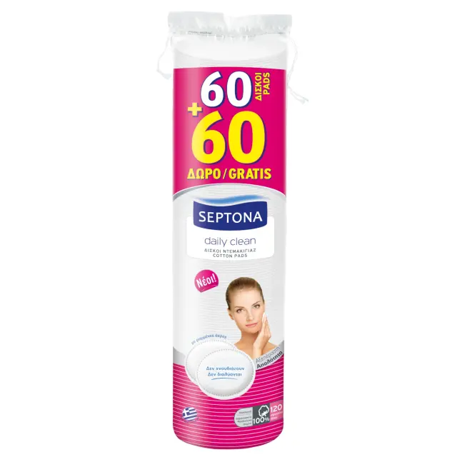 SEPTONA Daily Clean Dermasoft Δίσκοι Ντεμακιγιάζ Διπλής Όψης (60+60 ΔΩΡΟ) - 120τμχ