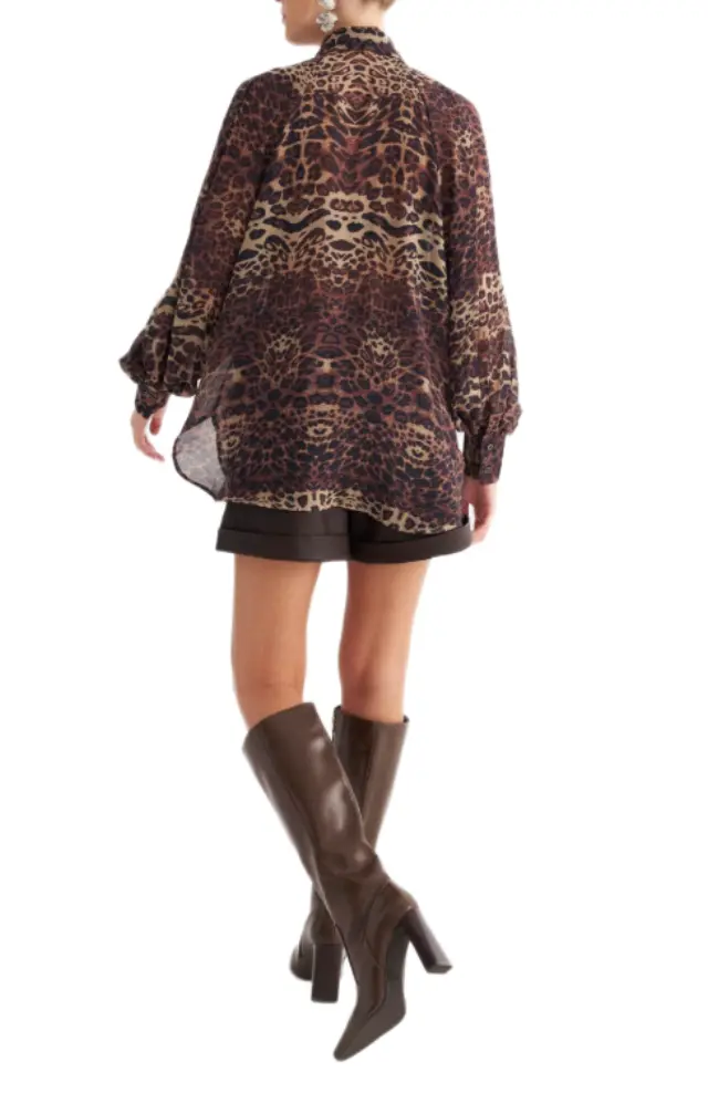 Attrattivo γυναικείο πουκάμισο animal print με μαντήλι 9923543-1 2