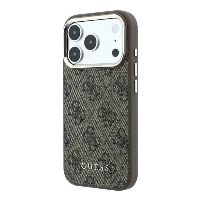 Guess PU Leather 4G Gold Frame MagSafe Case for iPhone 18 Pro Brown 2