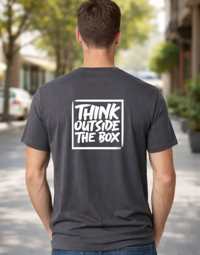 T-shirt Noshame® Ανθρακί με τύπωμα Think outside the box - 142686 - XXL