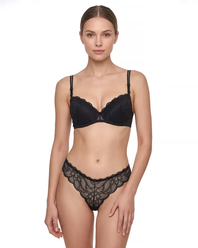 Miss Rosy Σουτιέν Με Push Up Ενίσχυση Και Δαντέλα Μαύρο - 75B