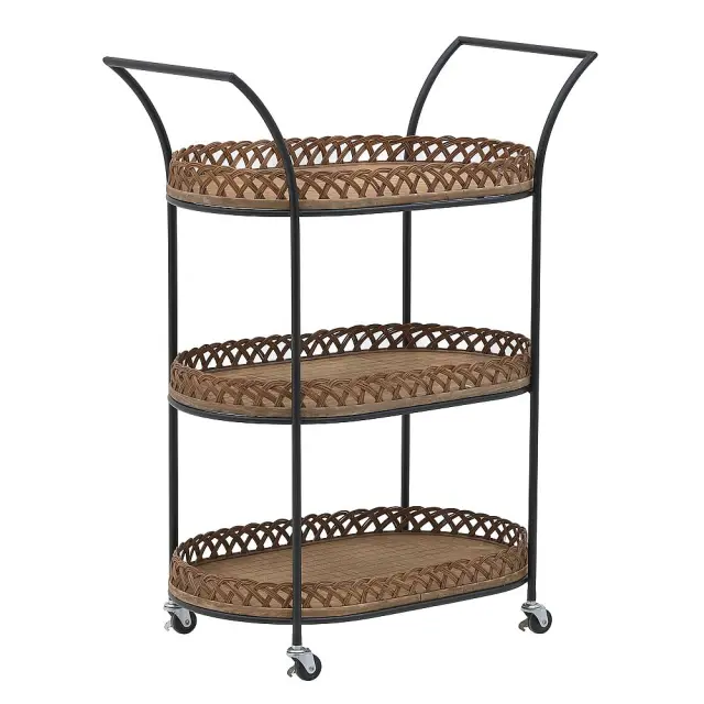 Τρόλεϊ Φυσικό/Μαύρο Rattan/Μέταλλο 67x37x88cm 3-50-141-0015