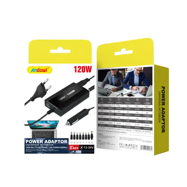Andowl Universal Φορτιστής Laptop 120W 24V με Αποσπώμενο Καλώδιο Τροφοδοσίας και με σετ βυσμάτων Q-A23 - Power Adaptor 075926 3