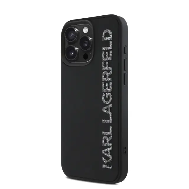 Karl Lagerfeld 3D Rubber Glitter Logo Case for iPhone 15 Pro Max Black 2