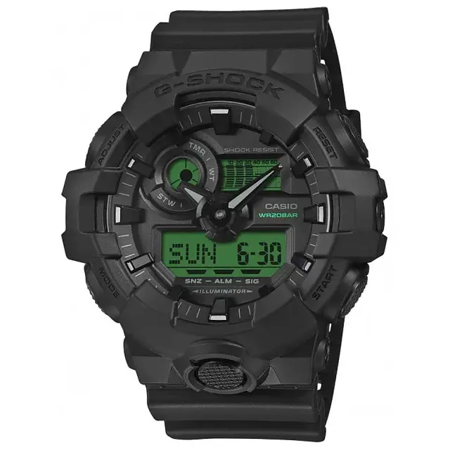 Ανδρικό Ρολόι Casio G-SHOCK 11-GA-700BEG-1AER Μαύρο με Πράσινες Λεπτομέρειες