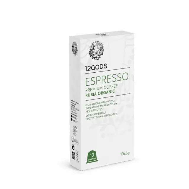 12GODS Espresso Rubia Organic Κάψουλες Καφέ 10 x 6g