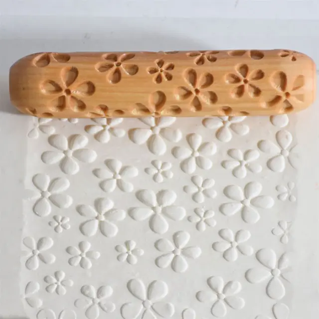 Ξύλινος Πλάστης με Σχέδια Ø25x120mm Flowers