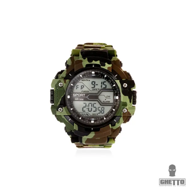 Ghetto No-name Digital Fashion Green Camouflage Sport Watch | Unisex