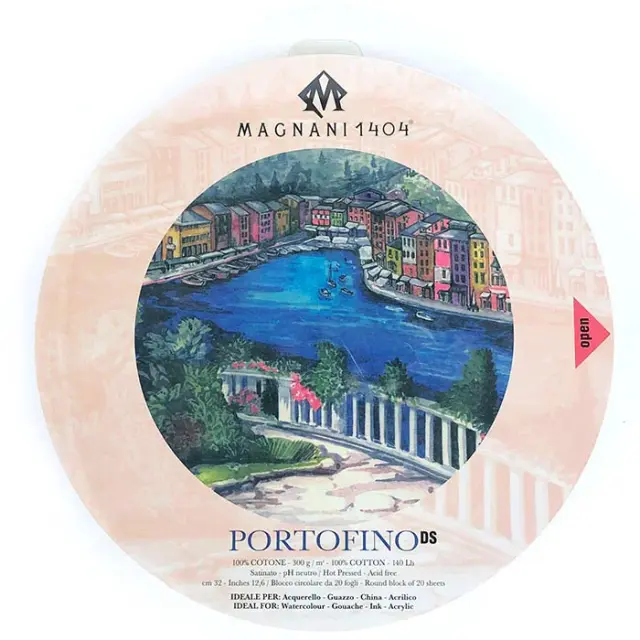 Στρογγυλό Μπλοκ Magnani Portofino Hot Press (Λεία Επιφάνεια) για Ακουαρέλα 300g/m², Ø32cm - 20 Φύλλα