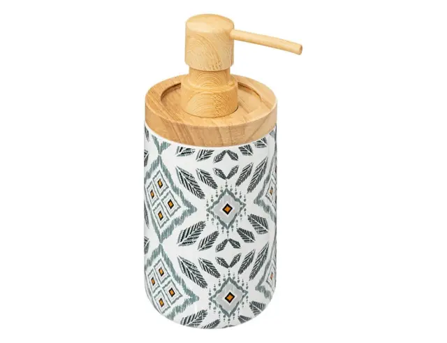 Marva Dispenser Σαπουνιού από Δολομίτη Hapache 7.7x7.7x18.5cm 400ml Λευκό/Γκρι