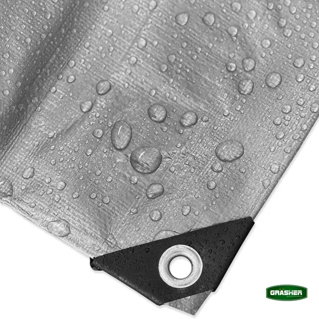 Grasher Αδιάβροχος μουσαμάς-τέντα με κρίκους 120gr/m² 3x4m Γκρί / 103683