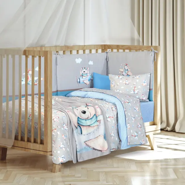 Κουβέρτα χειμωνιάτικη Κούνιας 110x150 Grey - Blue 8851 Greenwich Polo Club 2