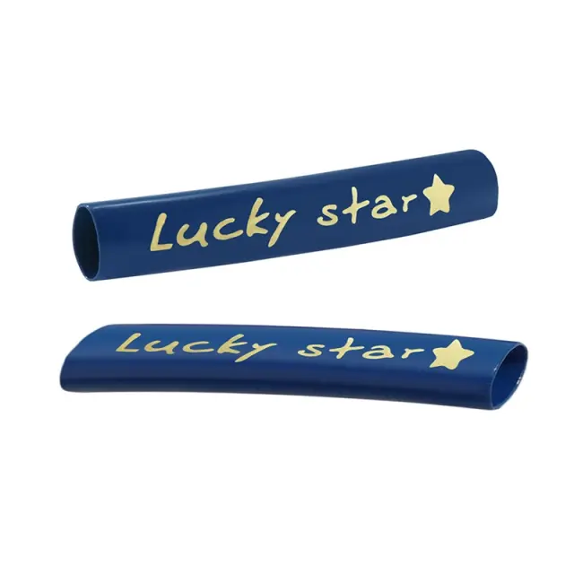 Μεταλλικό Μπρούτζινο Σωληνάκι Γούρι Lucky Star 6x35mm - Blue/Gold - 2τεμ