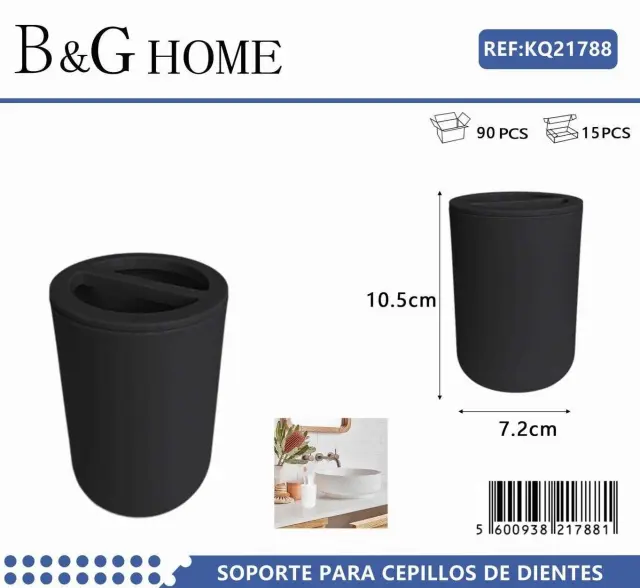 Θήκες οδοντόβουρτσας πλαστικές σε σετ 5Χ - Black - 21788 2