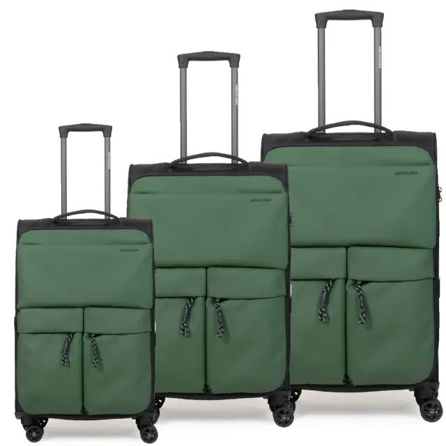 Βαλίτσες Υφασμάτινες σετ τριάδα Newcom N1615 green - Large, Medium, Small