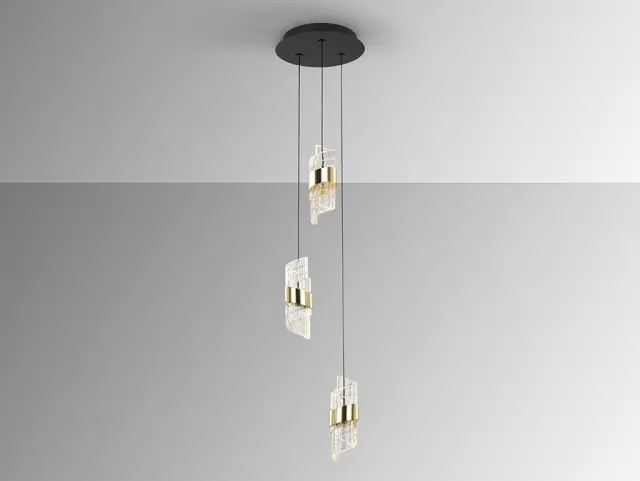 Iliada 631622 – Κρεμαστό LED Φωτιστικό 3L Μαύρο/Χρυσό 21W Dimmable Μαύρο