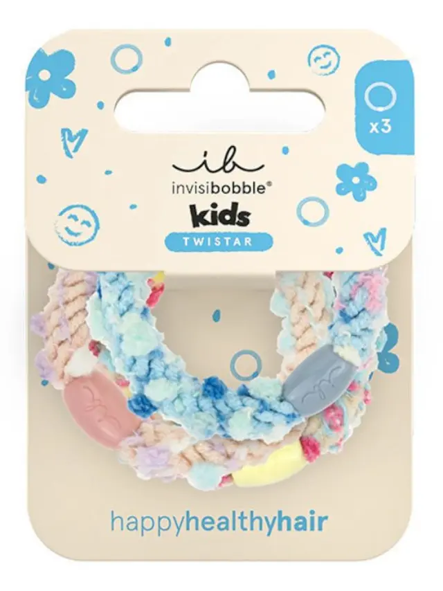 Invisibobble Kids Twistar Pom Pom Tie Παιδικά Λαστιχάκια Μαλλιών 3 Τεμάχια