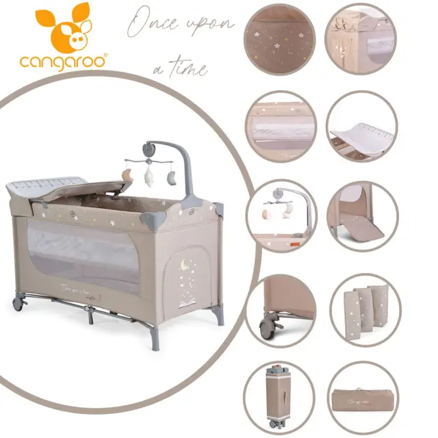 Cangaroo Once Upon A Time 3 Παρκοκρέβατο 2 Επιπέδων με Αλλαξιέρα Beige 2