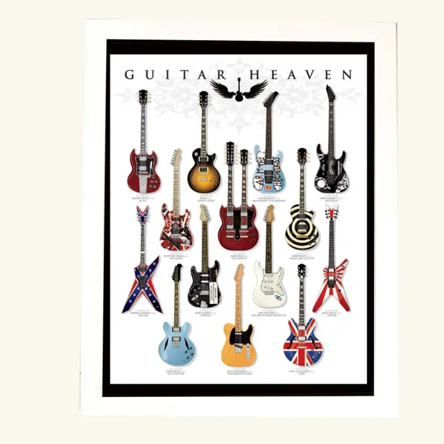 Αφίσα Guitar Heaven 40x50εκ Κορνίζα Ξύλινη Χρώμα Λευκό Με Τζάμι MAT K1041-3