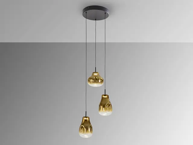 ALEDIS Κρεμαστό Φωτιστικό 3L Black-Golden με Γυαλί & LED Μαύρο