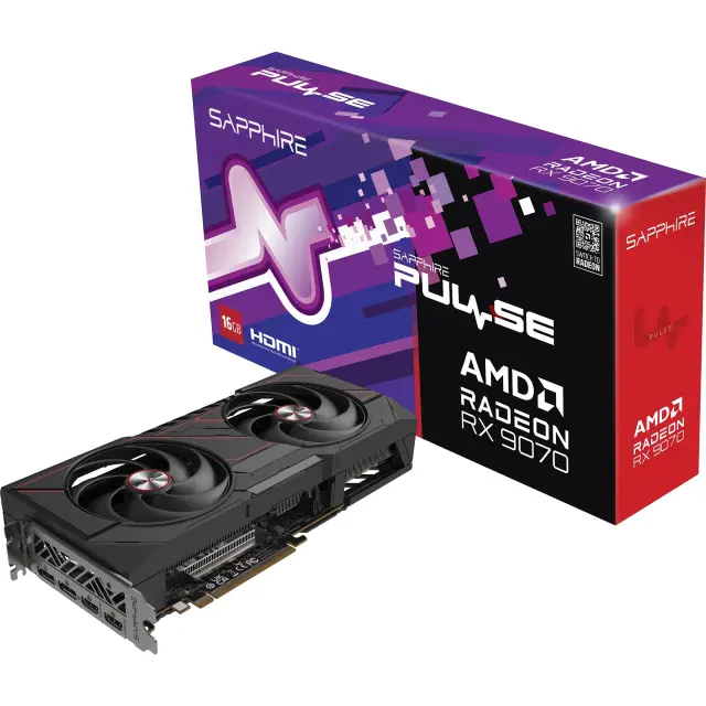 Sapphire Radeon RX 9070 Pulse (black, RDNA4, GDDR6, 2x DisplayPort, 2x HDMI)
