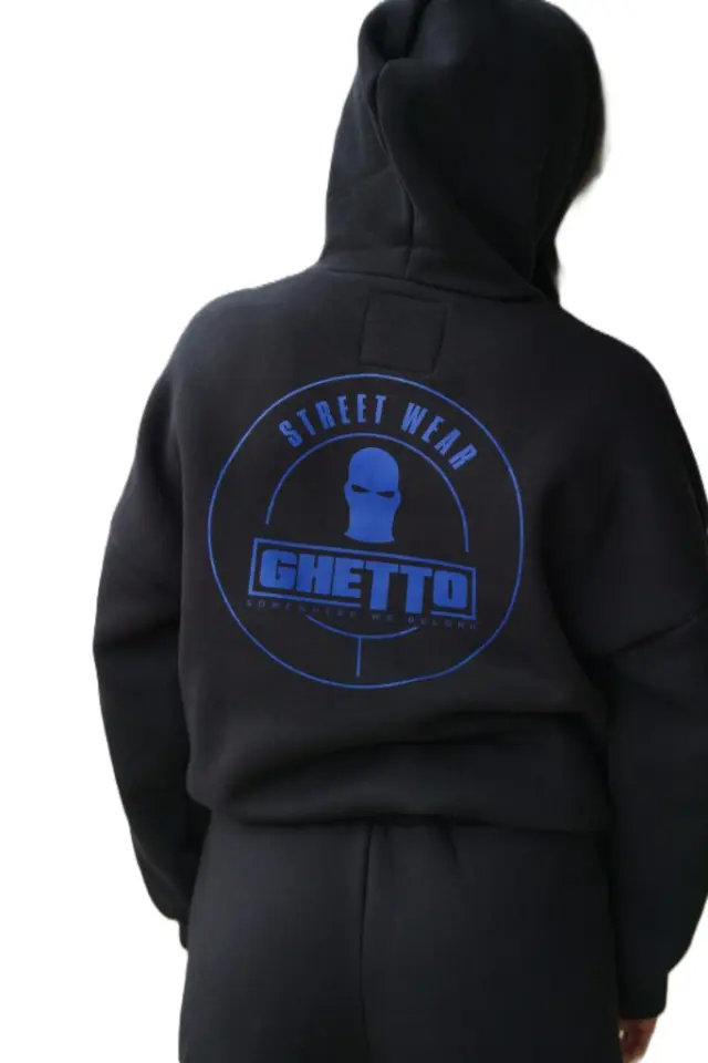 GHETTO Cotton Hoodie + Pants Set with Big Pockets | Streetwear Edition One Size 2