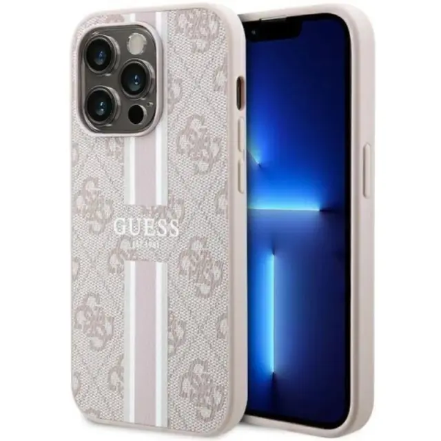 Guess hardcase 4G Printed Stripes MagSafe Back Cover Ροζ (iPhone 14 Pro)