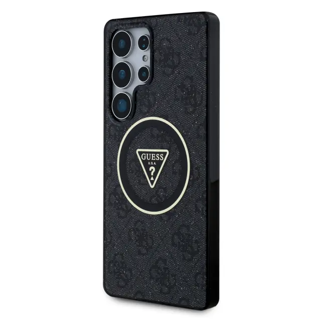 Guess IML 4G Glitter and Triangle Logo MagSafe Case for Samsung Galaxy S25 Ultra Black 2