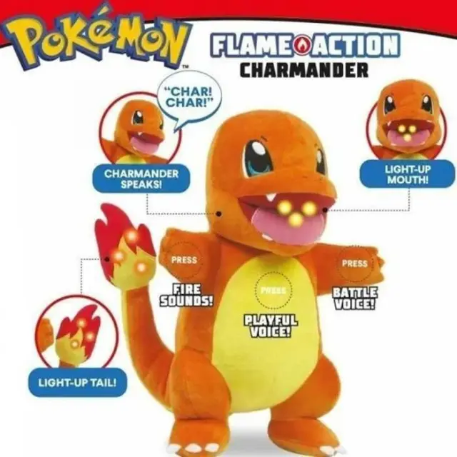 Pokemon Λούτρινο Charmander 25 εκ. Με Ήχο Και Φως (JW097770) 3
