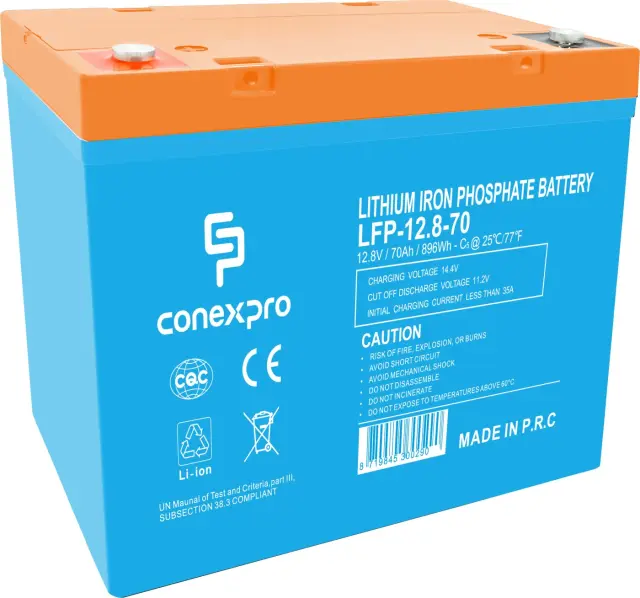 Conexpro battery LiFePO4, 12.8V, 70Ah, Smart BMS, Bluetooth