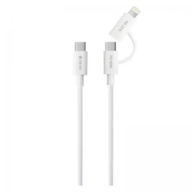 Καλώδιο Σύνδεσης USB 2.0 Devia EC404 2 σε 1 USB C σε USB C & Lightning PD 60W & 27W 1.2m Smart Λευκό N67012 2