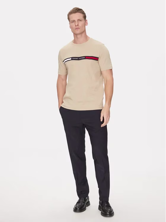 Tommy Hilfiger Μπέζ Κοντομάνικη Μπλούζα Με Λογότυπο Μπεζ 2