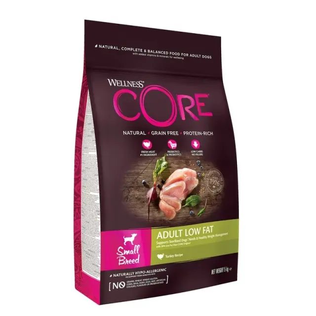 Wellness Core Adult Small Breed Low Fat Ξηρά Τροφή Σκύλου Γαλοπούλα Χωρίς Σιτηρά 5kg