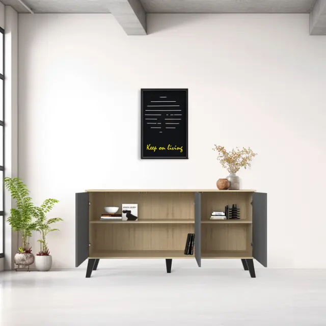 Μπουφές Billie pakoworld sonoma-ανθρακί149x40x77εκ 2