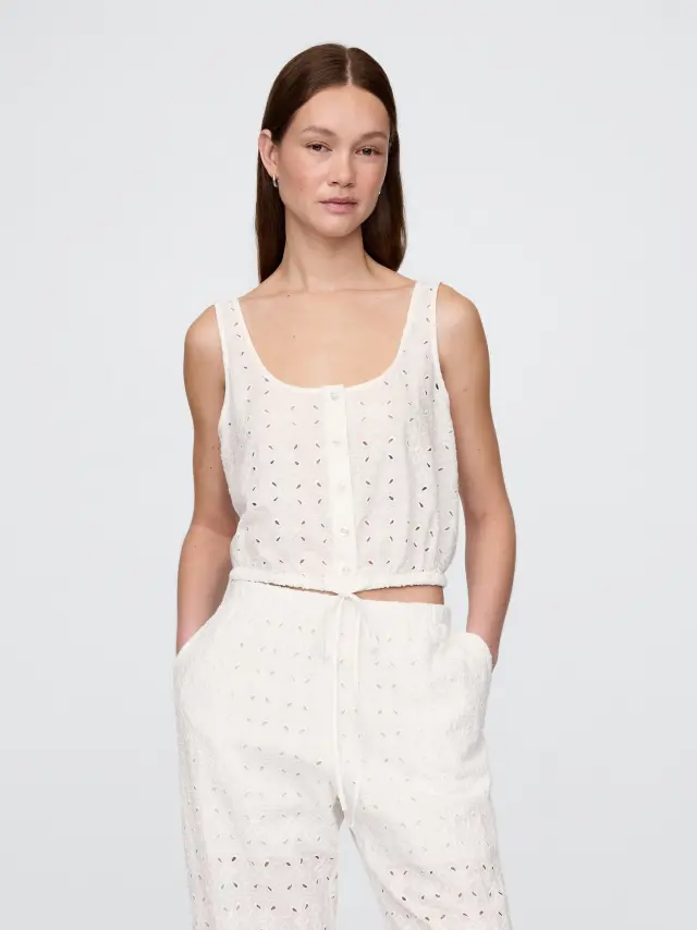 Cinched-Hem Cropped Τοπ New off white