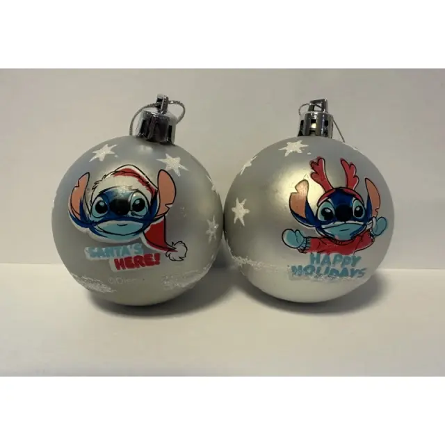 Σετ 10 Χριστουγεννιάτικες Μπάλες Disney Stitch 6 cm Silver 2