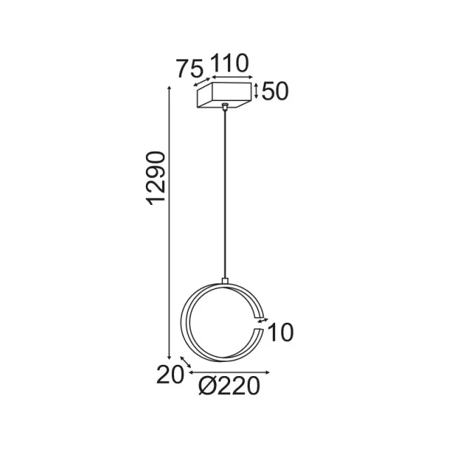 ΚΡΕΜΑΣΤΟ Φ/Σ LED 8W 3000K 750LM ΜΑΥΡΟ ΜΕΤΑΛΛΙΚΟ 22X11XH129CM EUCLID3 / V28LEDP22BK 2