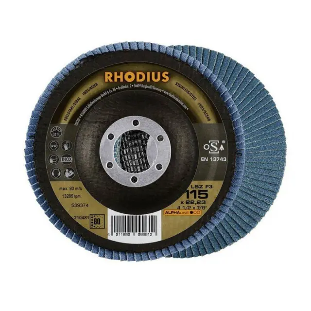 Rhodius LSZ-F3 – Δίσκος Λείανσης Μετάλλου Inox 115mm Νο 80