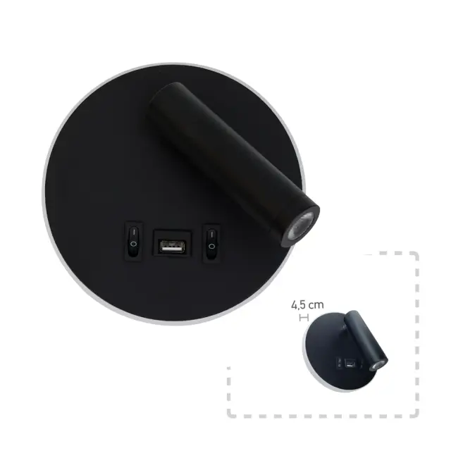InLight Επιτοίχιο φωτιστικό LED 12W 3000K από μαύρο μέταλλο D:14cm (43418-BL) 3