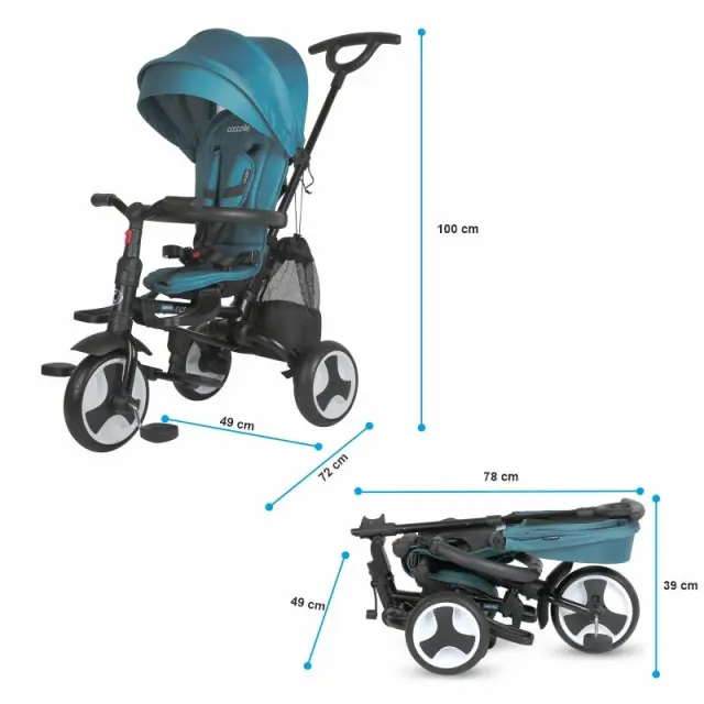 Coccolle Spectra Plus Premium Line Αναδιπλούμενο Τρίκυκλο Ποδήλατο Atlantic Blue 10+ Μηνών 3