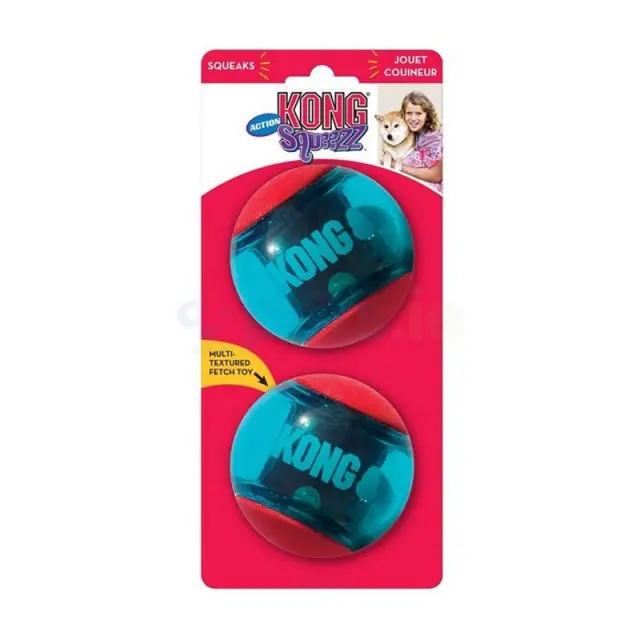 Kong Action Squeezz Μπάλα Παιχνίδι Σκύλου από Καουτσούκ Medium Κόκκινη 3τμχ 2