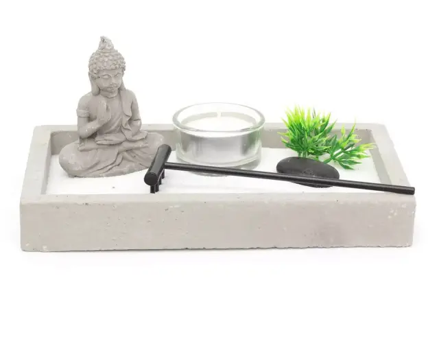 Διακοσμητικός κήπος Zen με φιγούρα Βούδα, κερί και διαστάσεις 19x10x8cm HZ1951020